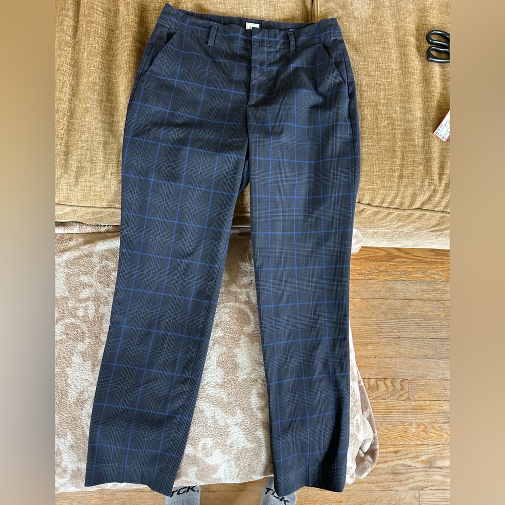 Gap Navy Windowpane high rise slim taper Dress Pants